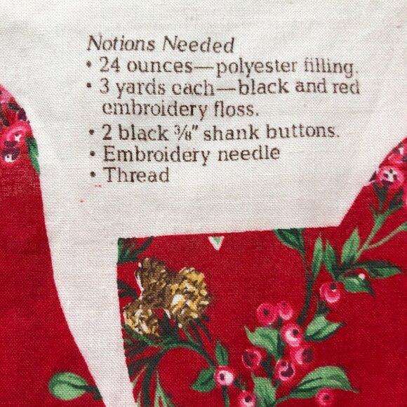 Vintage Red Poinsettia Teddy Bear panel Cranston Print Works Co sewing kit - Picture 8 of 8